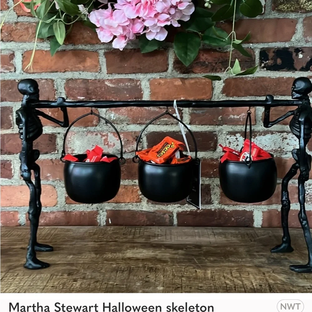 Martha Stewart skeleton with cauldron great for Halloween and trick-or-treaters - Picture 10 of 12